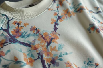 A captivating close-up of a t-shirt showcasing a vibrant bouquet of intricately designed flowers, embodying beauty and grace.