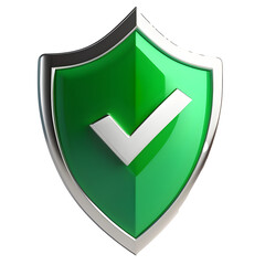 Green Checkmark Shield Security Icon Isolated on Transparent Background