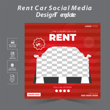 Rental car social media promotion & instagram post design template.