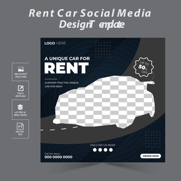 Rental car social media promotion & instagram post design template.