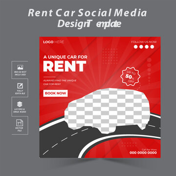 Rental car social media promotion & instagram post design template.