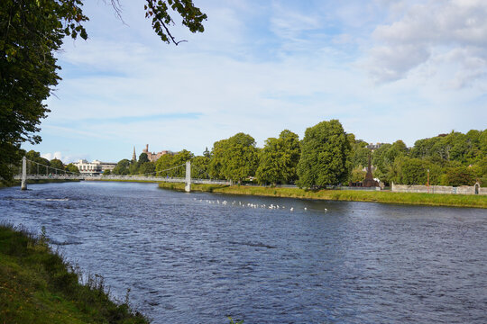 The river Ness running through Inverness. It is part of the Great Glen.	