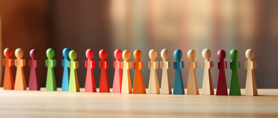 picture of colored wooden dolls in a row