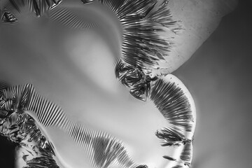 Silver Black and White Flow chrome metallic foil texture abstract background thin-film interference science, gray glossy