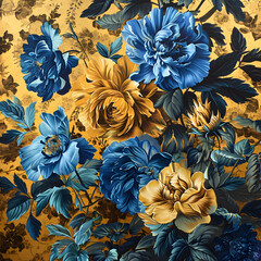 Fototapeta premium Sunny Blooms: Beautiful Yellow and Blue Flower Background - Generative AI