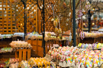 Colorful Easter eggs market in Vienna Austria