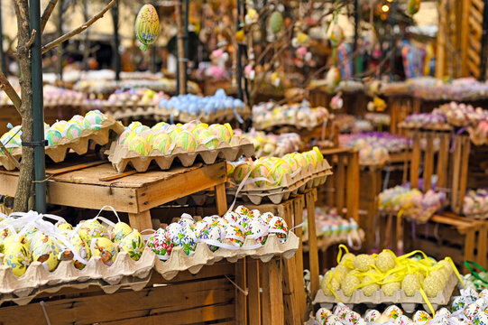 Painted Easter eggs market in Vienna Austria