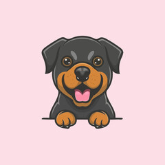 That funny cute rottweiler dog vector illustration