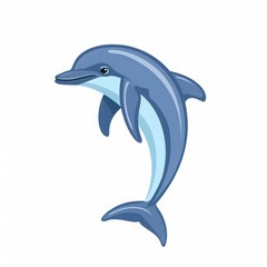 Obraz premium Blue dolphin cartoon illustration isolated on white background.