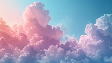 Fotobehang A pastel-hued abstract background resembling a cotton candy sky, exuding sweetness © olegganko