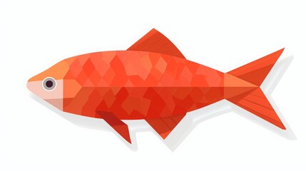 Orange sea fish cartoon illustration isolated on white background.