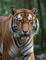 Fototapeta na wymiar Majestic tiger roaming through the lush forest