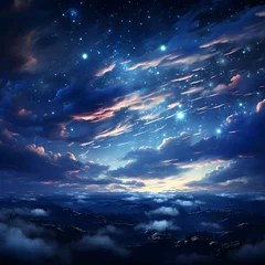 Foto op Plexiglas night landscape with moon and stars © KnotXian