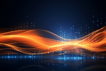 Fototapeta na wymiar Futuristic technology abstract background with glowing blue and orange lines