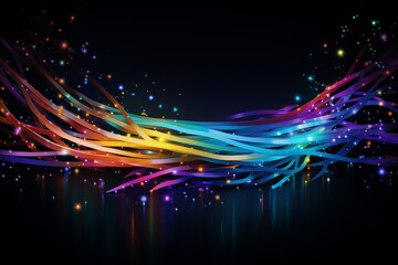 Fototapeta na wymiar Bundled optical fibre glowing optic Colorful cables. Internet and high speed data transmission