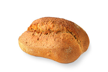 Freshly baked homemade bread on white background