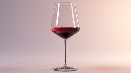 Glass of red wine on a bright background.