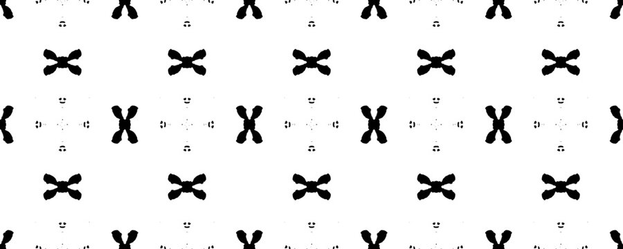 Doodle Ink Pattern. Black Seamless Drawn. Vector Rough Scratch. Vintage Batik Texture. Ink Flower Drawing. Line Ethnic Drawn. Craft Old Background. Doodle Line Sketch. Elegant Geometry Print