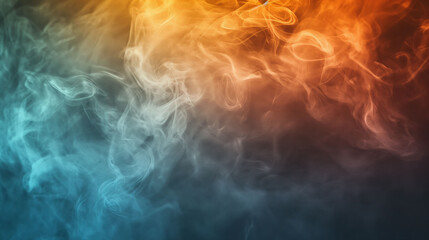 Abstract colorful smoke on a dark background, representing concepts like creativity, mystery, and transformation for design concepts, wallpapers, or presentations.