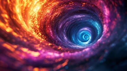 An abstract neon vortex, a whirlpool of luminescent colors and energy
