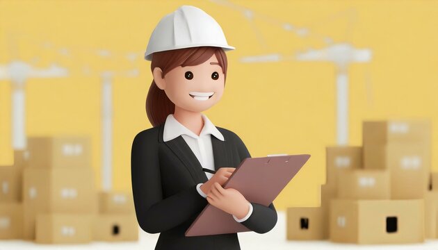 Mulher representando t&eacute;cnico de seguran&ccedil;a do trabalho com prancheta em m&atilde;os