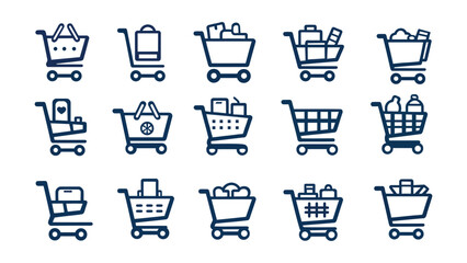 A line set of cart- icons. Vector.