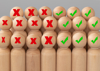 Make the difference, be yourself, against to the rule, think different, . Wood figures simulate...