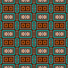 Seamless pattern with stylized squares and other decorative elements. Vector illustration