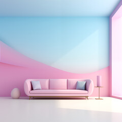 minimalistic modern interior in pastel colors - 728768479