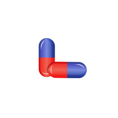 Vector image, pills in a red and blue shell