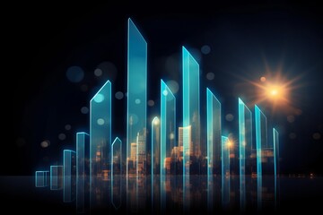 Upward growth arrow and success progress, graph of improving business skills
