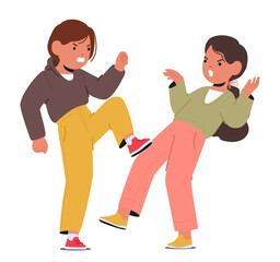 Furious Children Clash, Exchanging Heated Words And Fists. Their Faces Contorted With Anger, A Chaotic Quarrel Unfolds