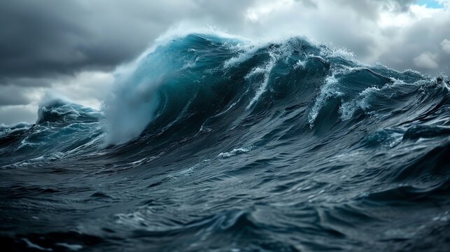 Majestic Wave Cresting in Blue