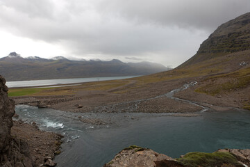 Iceland landscape on a cloudy summer day.