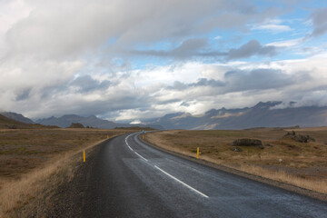Iceland landscape on a cloudy summer day.