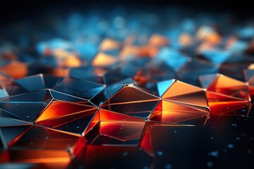 stylist and royal Blue orange Gradient Digital Polygons: A Network Grid Fusion background wallpaper