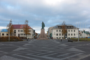 Reykjavik city view on a cloudy summer day.