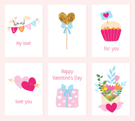 Set of love cards for Valentine's Day