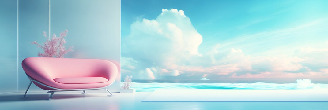 Surreal background for Singles Awareness Day. Banner on a blue background.