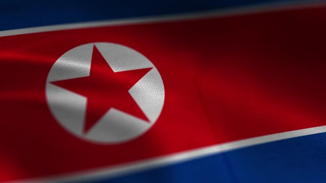 North Korea Detailed 4k Waving Flag Cloth in 3D Motion