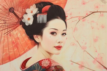 Elegant Maiko geisha in a poised portrait, reflecting the cultural beauty of Japan.