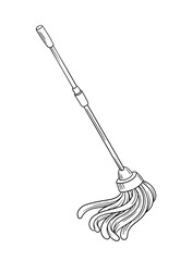 Cleaning tool linear. Brush from dust for home. Cleanliness and hygiene. Household chores and routine. Minimalistic creativity and art. Outline flat vector illustration isolated on white background