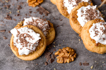 Nut cookies. Homemade shortbread cookies with meringue