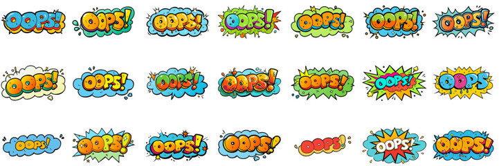 3D 'oops' text effect in cartoon style.