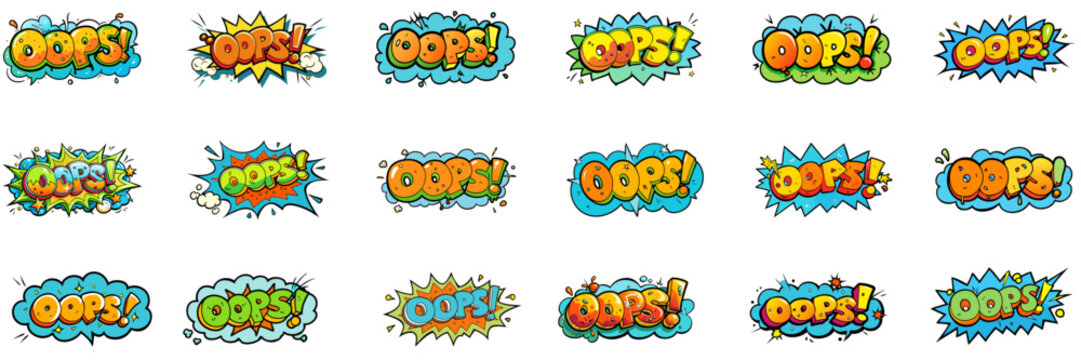 3D 'oops' text effect in cartoon style.