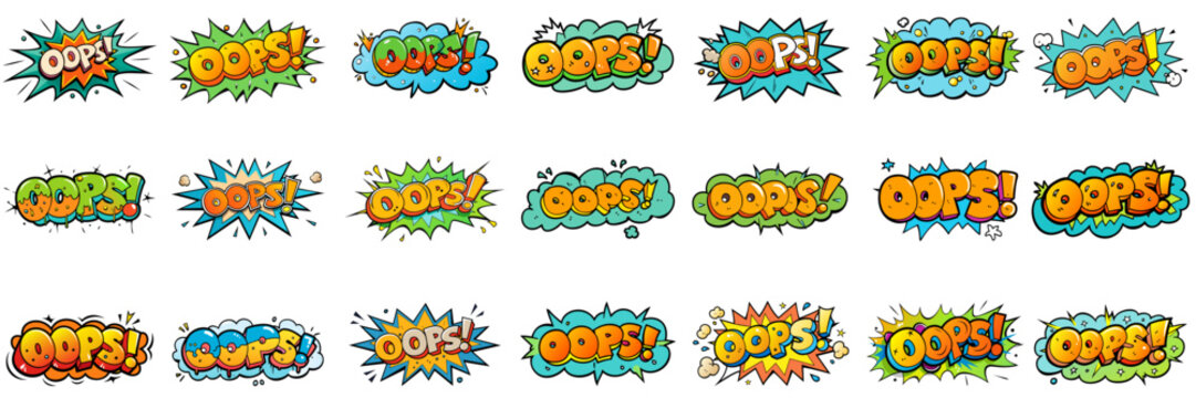 3D 'oops' text effect in cartoon style.