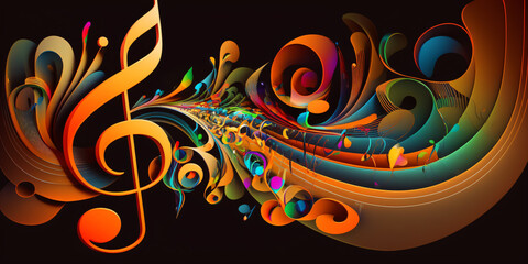 modern and abstract multicolor music background with clef	
