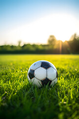 Football Ball on the Verdant Lawn