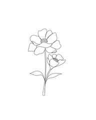 line art drawing of flowers. minimalism sketch, idea for invitation, design of instagram stories and highlights icons