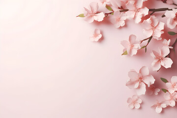 delicate pink background with pink flowers. a place for the text. postcards and greetings
